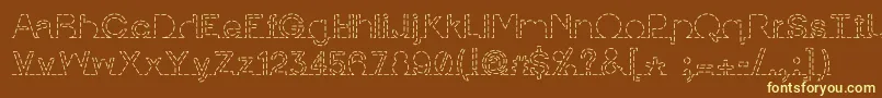 IamonlinewithuDashed-fontti – keltaiset fontit ruskealla taustalla