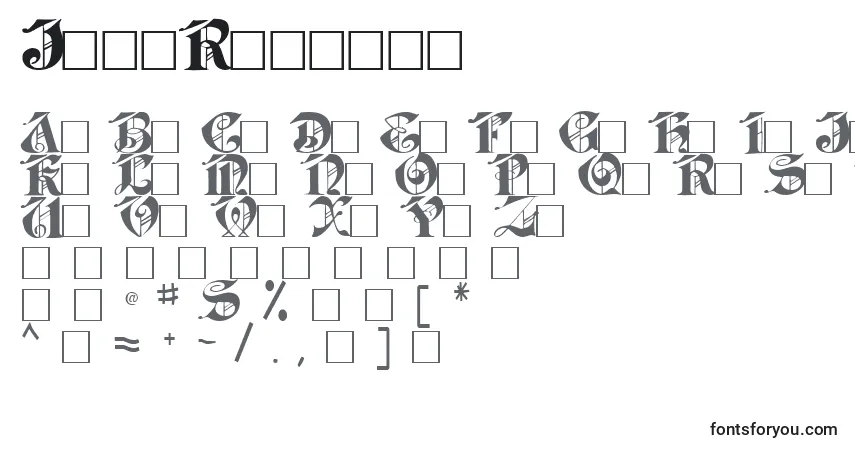Schriftart JabaRegular – Alphabet, Zahlen, spezielle Symbole