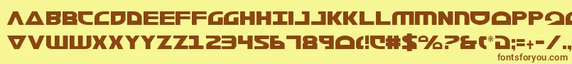 フォントMorsenkv2c – 茶色の文字が黄色の背景にあります。