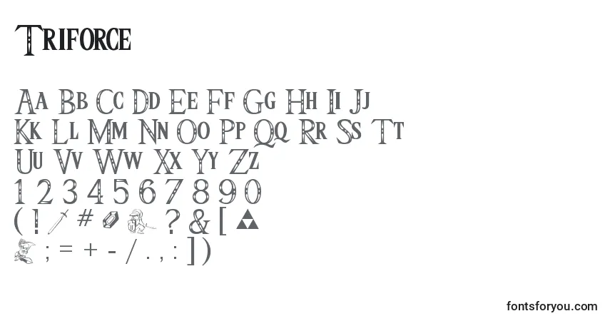 Schriftart Triforce – Alphabet, Zahlen, spezielle Symbole