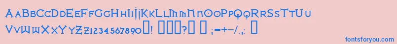 Шрифт IronLeagueSmallcapsBold – синие шрифты на розовом фоне