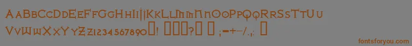 Weitere Informationen zur IronLeagueSmallcapsBold-Schriftart IronLeagueSmallcapsBold-Schriftart – Braune Schriften auf grauem Hintergrund