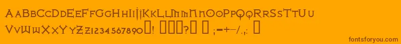 Weitere Informationen zur IronLeagueSmallcapsBold-Schriftart IronLeagueSmallcapsBold-Schriftart – Braune Schriften auf orangefarbenem Hintergrund