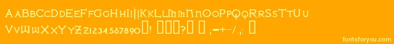 IronLeagueSmallcapsBold Font – Yellow Fonts on Orange Background