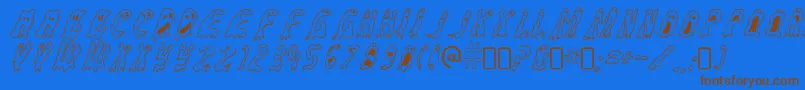 Groovy ffy-Schriftart – Braune Schriften auf blauem Hintergrund