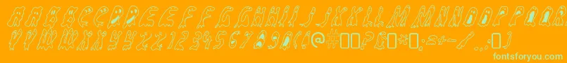 Groovy ffy Font – Green Fonts on Orange Background