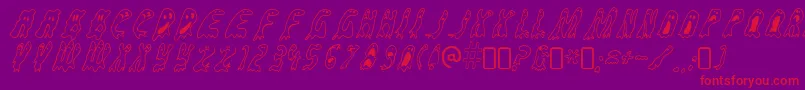 Groovy ffy-Schriftart – Rote Schriften auf violettem Hintergrund