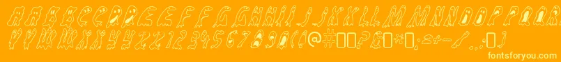 Groovy ffy-Schriftart – Gelbe Schriften auf orangefarbenem Hintergrund