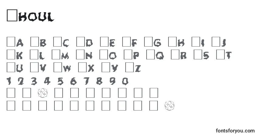 Шрифт Ghoul – алфавит, цифры, специальные символы