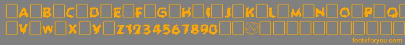 フォントGhoul – オレンジの文字は灰色の背景にあります。
