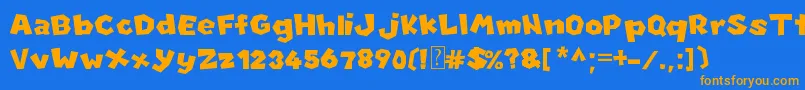 NewSuperMarioFontU Font – Orange Fonts on Blue Background