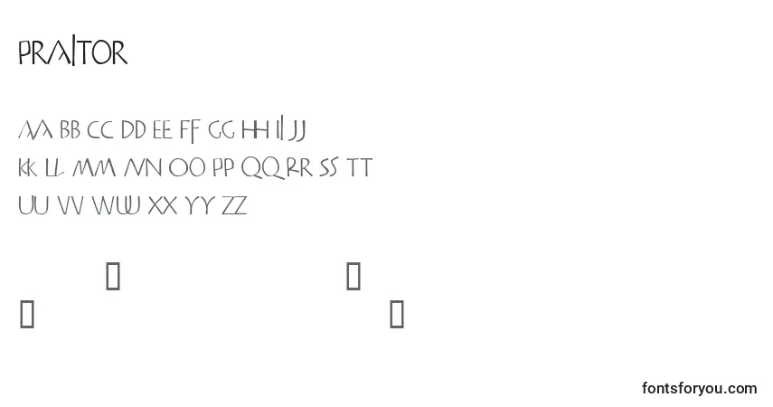 Schriftart Praitor – Alphabet, Zahlen, spezielle Symbole