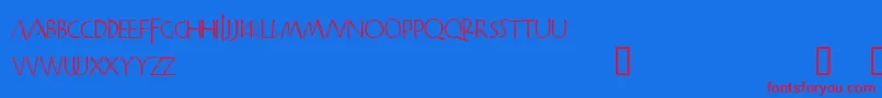 Praitor-Schriftart – Rote Schriften auf blauem Hintergrund