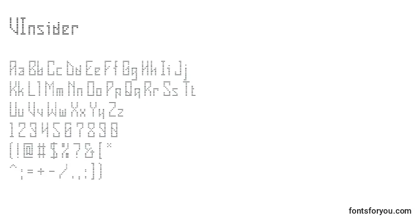 A fonte VInsider – alfabeto, números, caracteres especiais