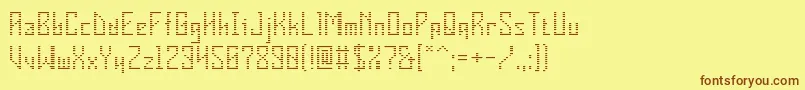 フォントVInsider – 茶色の文字が黄色の背景にあります。