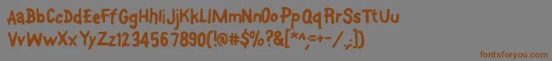 Font On A Stickフォントについての詳細 フォントFont On A Stick – 茶色の文字が灰色の背景にあります。