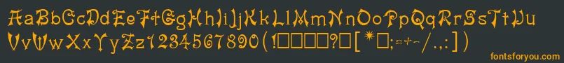 フォントJashma1 – 黒い背景にオレンジの文字