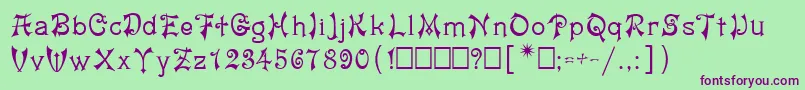 Шрифт Jashma1 – фиолетовые шрифты на зелёном фоне
