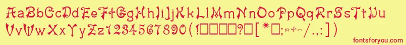 Jashma1-Schriftart – Rote Schriften auf gelbem Hintergrund