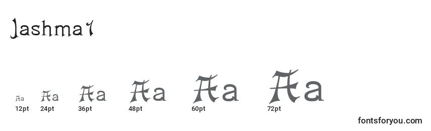 Размеры шрифта Jashma1
