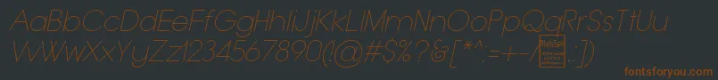 TypoGroteskThinItalicDemo Font – Brown Fonts on Black Background