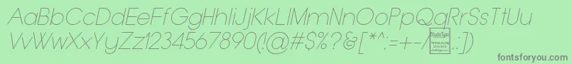 TypoGroteskThinItalicDemo Font – Gray Fonts on Green Background