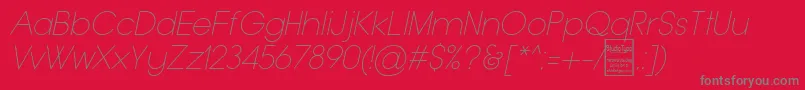 fuente TypoGroteskThinItalicDemo – Fuentes Grises Sobre Fondo Rojo