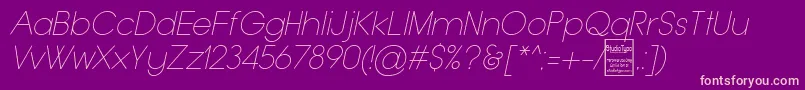 TypoGroteskThinItalicDemo Font – Pink Fonts on Purple Background