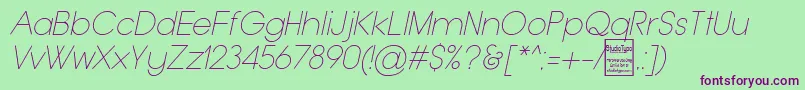 fuente TypoGroteskThinItalicDemo – Fuentes Moradas Sobre Fondo Verde