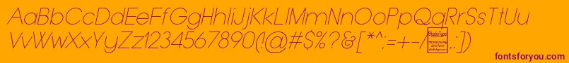 fuente TypoGroteskThinItalicDemo – Fuentes Moradas Sobre Fondo Naranja