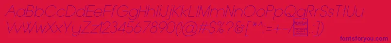 fuente TypoGroteskThinItalicDemo – Fuentes Moradas Sobre Fondo Rojo