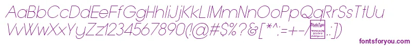 TypoGroteskThinItalicDemo Font – Purple Fonts on White Background