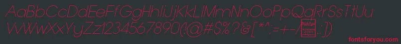 フォントTypoGroteskThinItalicDemo – 黒い背景に赤い文字
