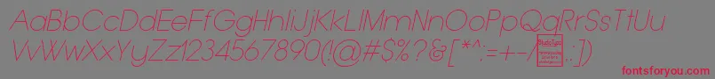 TypoGroteskThinItalicDemo Font – Red Fonts on Gray Background