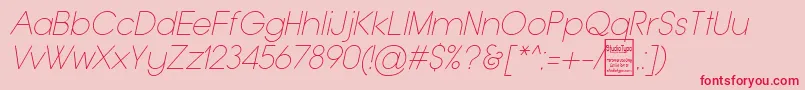TypoGroteskThinItalicDemo-Schriftart – Rote Schriften auf rosa Hintergrund