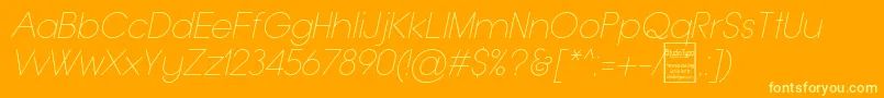 TypoGroteskThinItalicDemo Font – Yellow Fonts on Orange Background