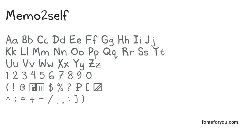 Schriftart Memo2self – Alphabet, Zahlen, spezielle Symbole