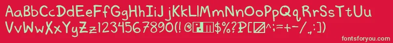 フォントMemo2self – 赤い背景に緑の文字