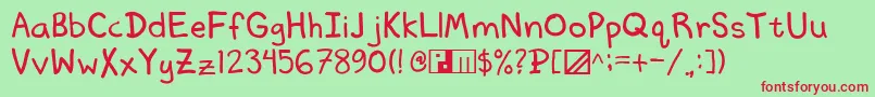 Memo2self Font – Red Fonts on Green Background