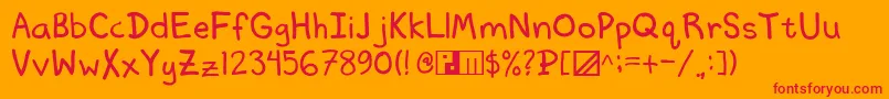 フォントMemo2self – オレンジの背景に赤い文字