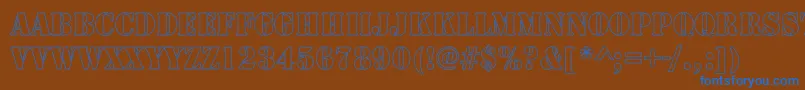 RudyHollowCondensed Font – Blue Fonts on Brown Background