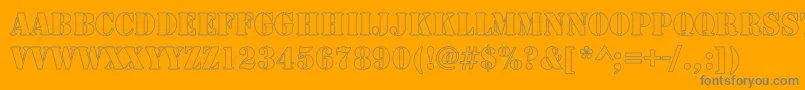 RudyHollowCondensed-Schriftart – Graue Schriften auf orangefarbenem Hintergrund