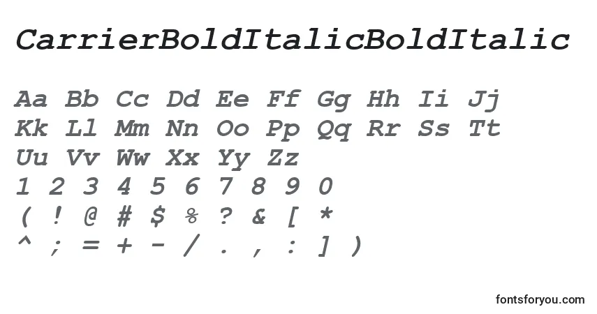 Schriftart CarrierBoldItalicBoldItalic – Alphabet, Zahlen, spezielle Symbole
