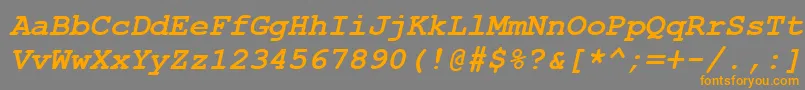 フォントCarrierBoldItalicBoldItalic – オレンジの文字は灰色の背景にあります。