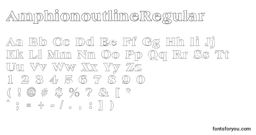 Шрифт AmphionoutlineRegular – алфавит, цифры, специальные символы