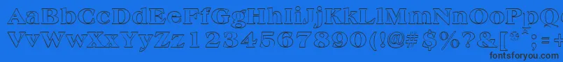 AmphionoutlineRegular-Schriftart – Schwarze Schriften auf blauem Hintergrund