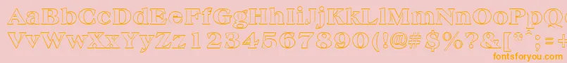 AmphionoutlineRegular-Schriftart – Orangefarbene Schriften auf rosa Hintergrund