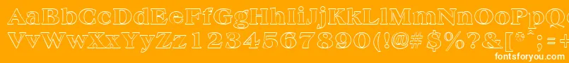 AmphionoutlineRegular-Schriftart – Weiße Schriften auf orangefarbenem Hintergrund