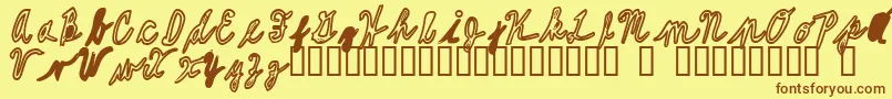 AvoidLongLines1 Font – Brown Fonts on Yellow Background