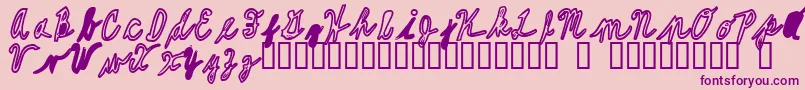 AvoidLongLines1-Schriftart – Violette Schriften auf rosa Hintergrund